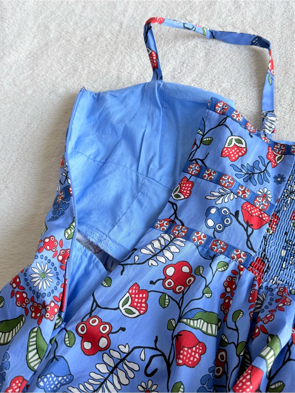 Hill House NWT The Margot Blue Red Swedish Floral Midi Dress S - Picture 7 of 11
